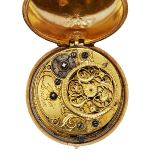 English gold repoussé verge watch with date Circa 1760-84