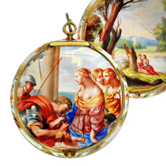French single-handed gold enamelled verge watch Circa 1650-1680