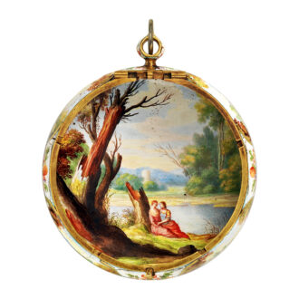 French single-handed gold enamelled verge watch Circa 1650-1680