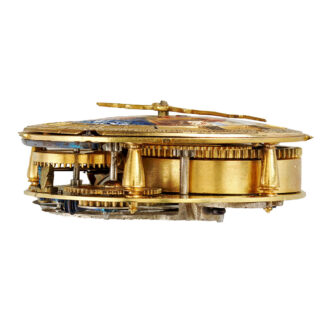 French single-handed gold enamelled verge watch Circa 1650-1680
