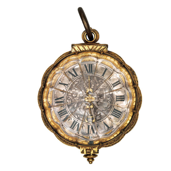 Swiss gilded brass and rock crystal verge watch Circa 1650-1660 Swiss gilded brass and rock crystal verge watch Circa 1650-1660
