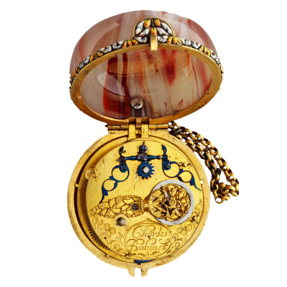 Swiss gold agate one-handed pocket watch Circa 1650-1660 Swiss gold agate one-handed pocket watch Circa 1650-1660