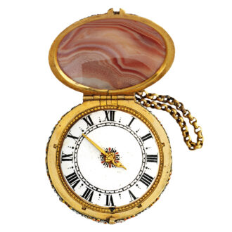 Swiss gold agate one-handed pocket watch Circa 1650-1660