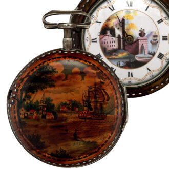English silver tortoiseshell watch with under-painting Circa 1794