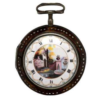 English silver tortoiseshell watch with under-painting Circa 1794