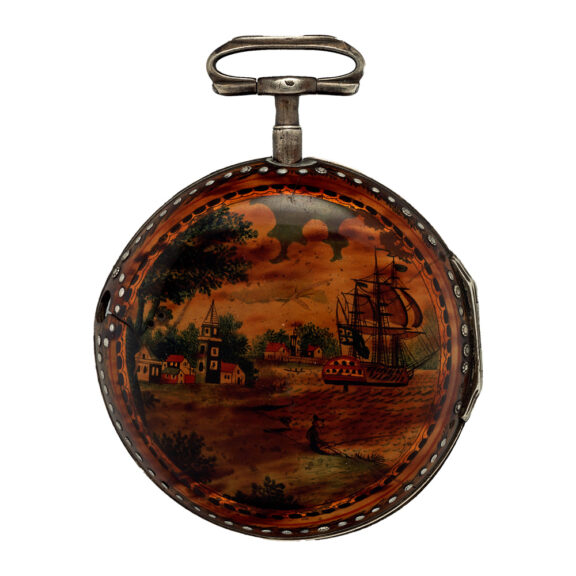 English silver tortoiseshell watch with under-painting Circa 1794 English silver tortoiseshell watch with under-painting Circa 1794