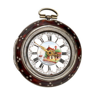 English silver repoussé watch in tortoiseshell case Circa 1790