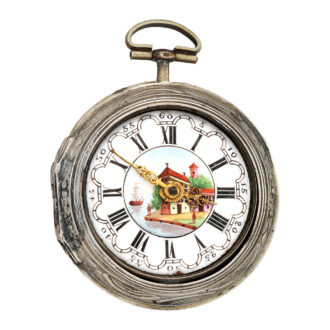 English silver repoussé watch in tortoiseshell case Circa 1790