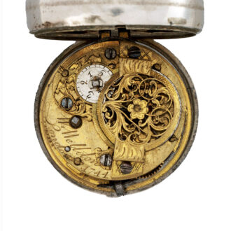 English silver repoussé watch in tortoiseshell case Circa 1790