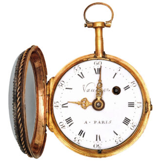 French gold pendant watch with enamel medallion Circa 1783-1790