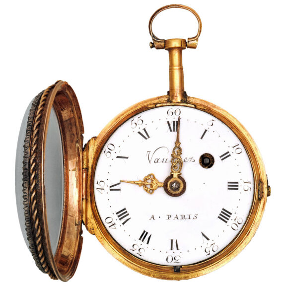 French gold pendant watch with enamel medallion Circa 1783-1790 French gold pendant watch with enamel medallion Circa 1783-1790