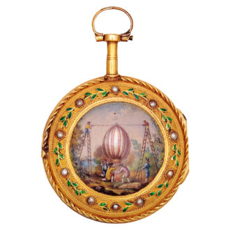 French gold pendant watch with enamel medallion Circa 1783-1790