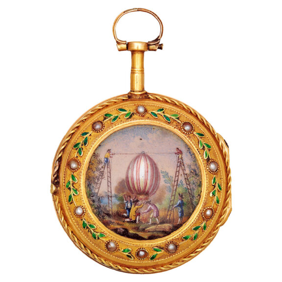 French gold pendant watch with enamel medallion Circa 1783-1790 French gold pendant watch with enamel medallion Circa 1783-1790