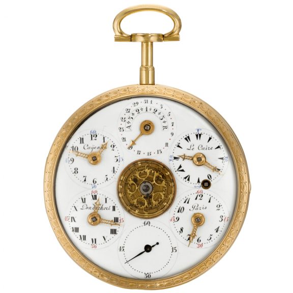 Swiss double dialled watch with time zones and compass Circa 1790 Swiss double dialled watch with time zones and compass Circa 1790