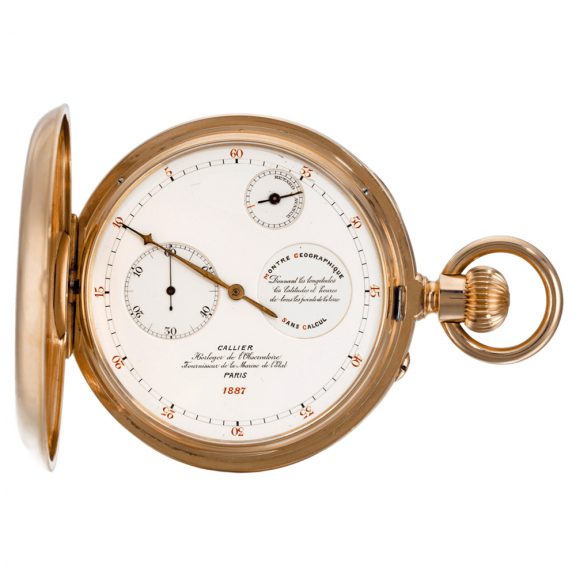 Rare French double dialled 24 hour world time lever watch Circa 1887 Rare French double dialled 24 hour world time lever watch Circa 1887
