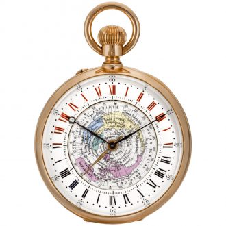 Rare French double dialled 24 hour world time lever watch Circa 1887