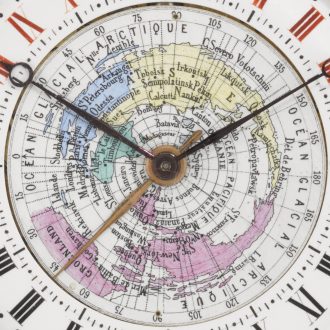 Rare French double dialled 24 hour world time lever watch Circa 1887