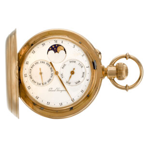 Swiss double dialled calendar watch with moon phases Circa 1890