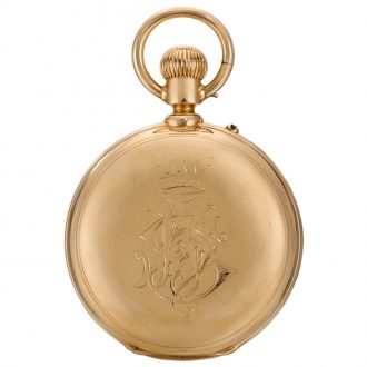 Swiss double dialled calendar watch with moon phases Circa 1890