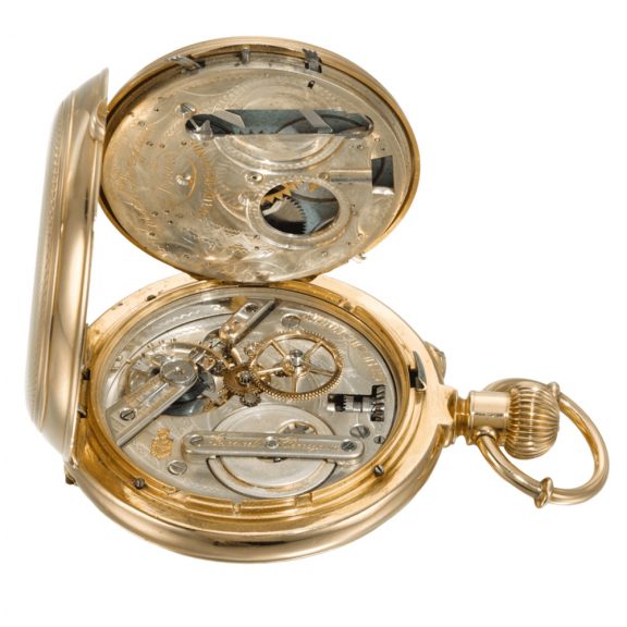 Swiss double dialled calendar watch with moon phases Circa 1890 Swiss double dialled calendar watch with moon phases Circa 1890