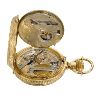 Swiss double dialled calendar watch with moon phases Circa 1890