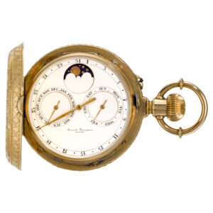 Swiss double dialled calendar watch with moon phases Circa 1890
