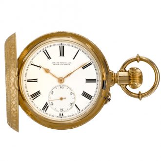 Swiss double dialled calendar watch with moon phases Circa 1890