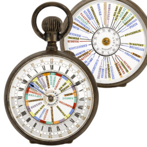 Swiss silver double sided 24 hour World Time watch Circa 1890