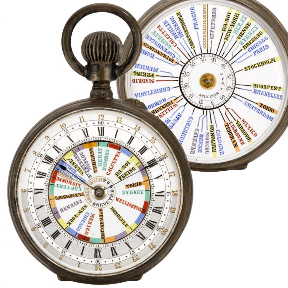 Swiss silver double sided 24 hour World Time watch Circa 1890
