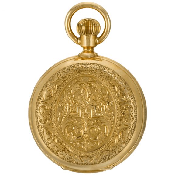 Swiss gold double dialled lever calendar watch circa 1890 Swiss gold double dialled lever calendar watch circa 1890