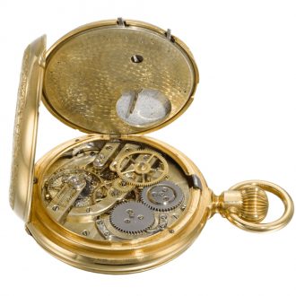 Swiss gold double dialled lever calendar watch circa 1890