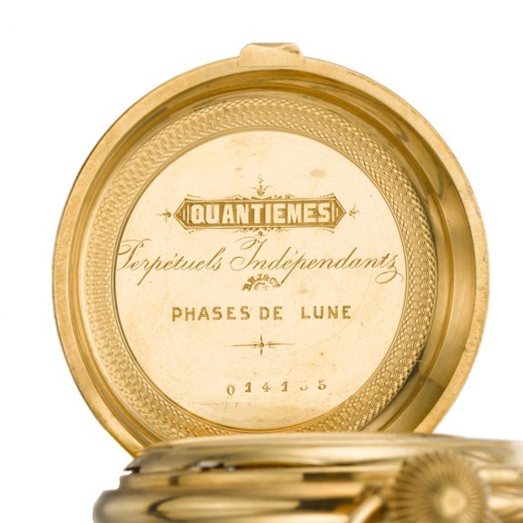 Swiss gold double dialled lever calendar watch circa 1890 Swiss gold double dialled lever calendar watch circa 1890