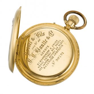Swiss half hunting cased watch with painted crests Circa 1880