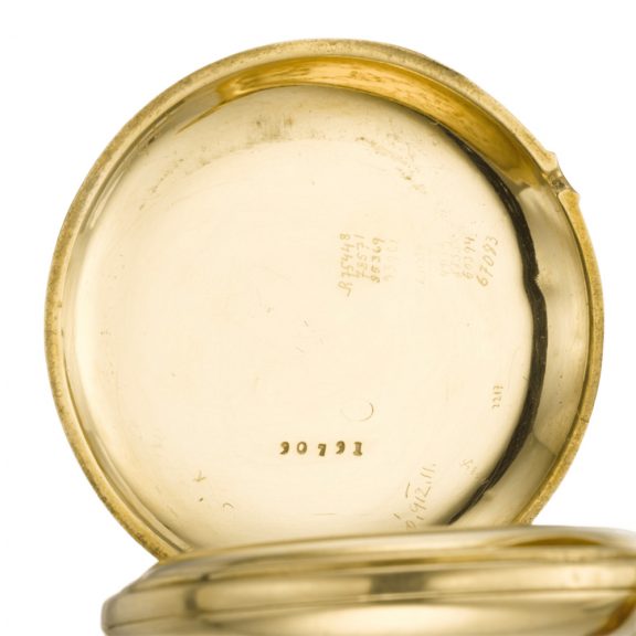 Swiss half hunting cased watch with painted crests Circa 1880 Swiss half hunting cased watch with painted crests Circa 1880