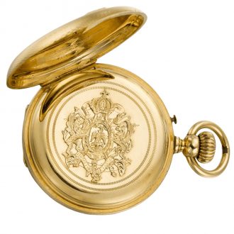 Swiss 18k gold half hunting keyless pocket watch Circa 1865