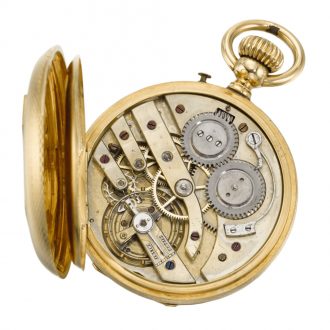 Swiss 18k gold half hunting keyless pocket watch Circa 1865