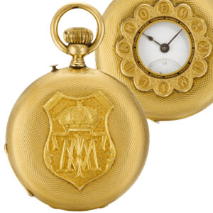 Swiss 18k gold half hunting keyless pocket watch Circa 1865