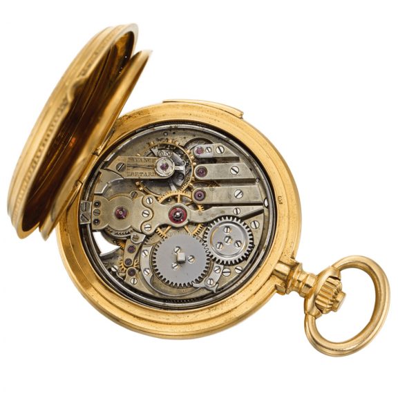 Swiss gold and enamel quarter repeating ladies' watch Circa 1888 Swiss gold and enamel quarter repeating ladies' watch Circa 1888