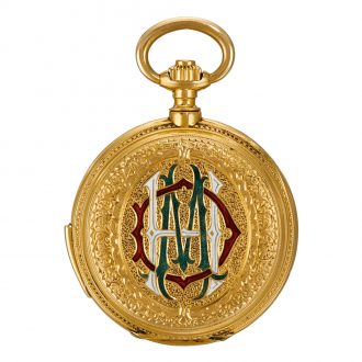 Swiss gold and enamel quarter repeating ladies' watch Circa 1888
