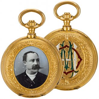 Swiss gold and enamel quarter repeating ladies' watch Circa 1888