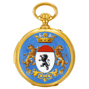 French gold repeater decorated with enamel coat of arms Circa 1890