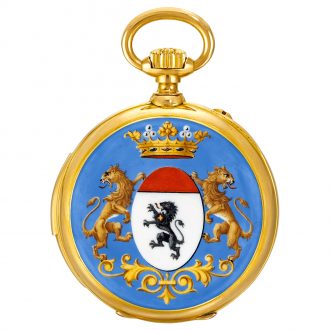 French gold repeater decorated with enamel coat of arms Circa 1890