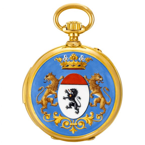 French gold repeater decorated with enamel coat of arms Circa 1890