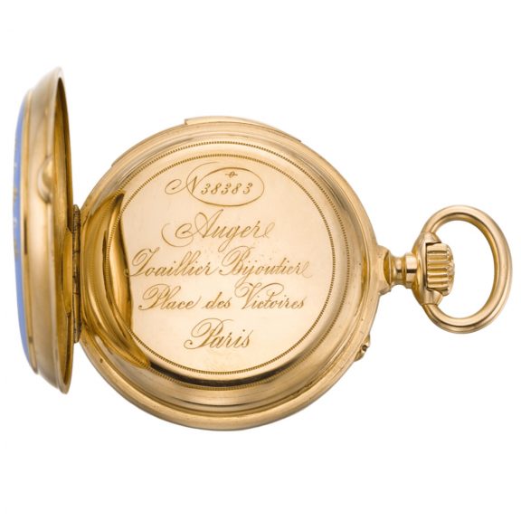 French gold repeater decorated with enamel coat of arms Circa 1890 French gold repeater decorated with enamel coat of arms Circa 1890