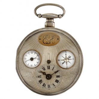 French pocket watch with mock pendulum and compass Circa 1810 French pocket watch with mock pendulum and compass Circa 1810