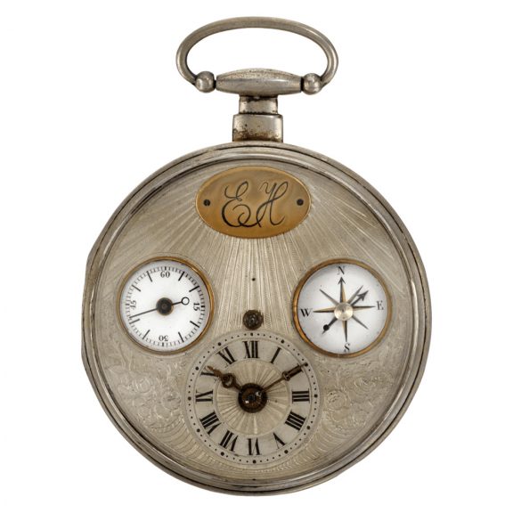 French pocket watch with mock pendulum and compass Circa 1810 French pocket watch with mock pendulum and compass Circa 1810