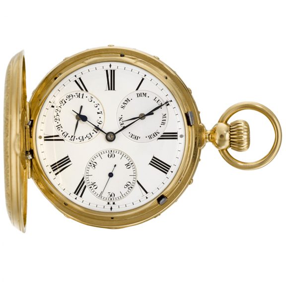 Swiss montre à tact pocket chronometer with calendar Circa 1870 Swiss montre à tact pocket chronometer with calendar Circa 1870