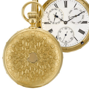 Swiss montre à tact pocket chronometer with calendar Circa 1870