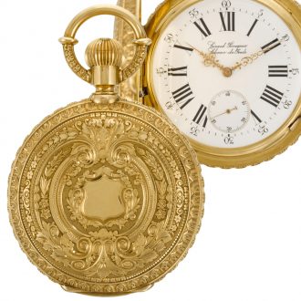 Rare and heavy Swiss one minute tourbillon full hunter watch Circa 1890