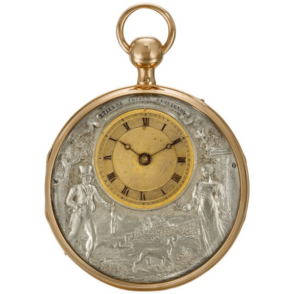 Swiss quarter repeating open faced musical pocket watch Circa 1820